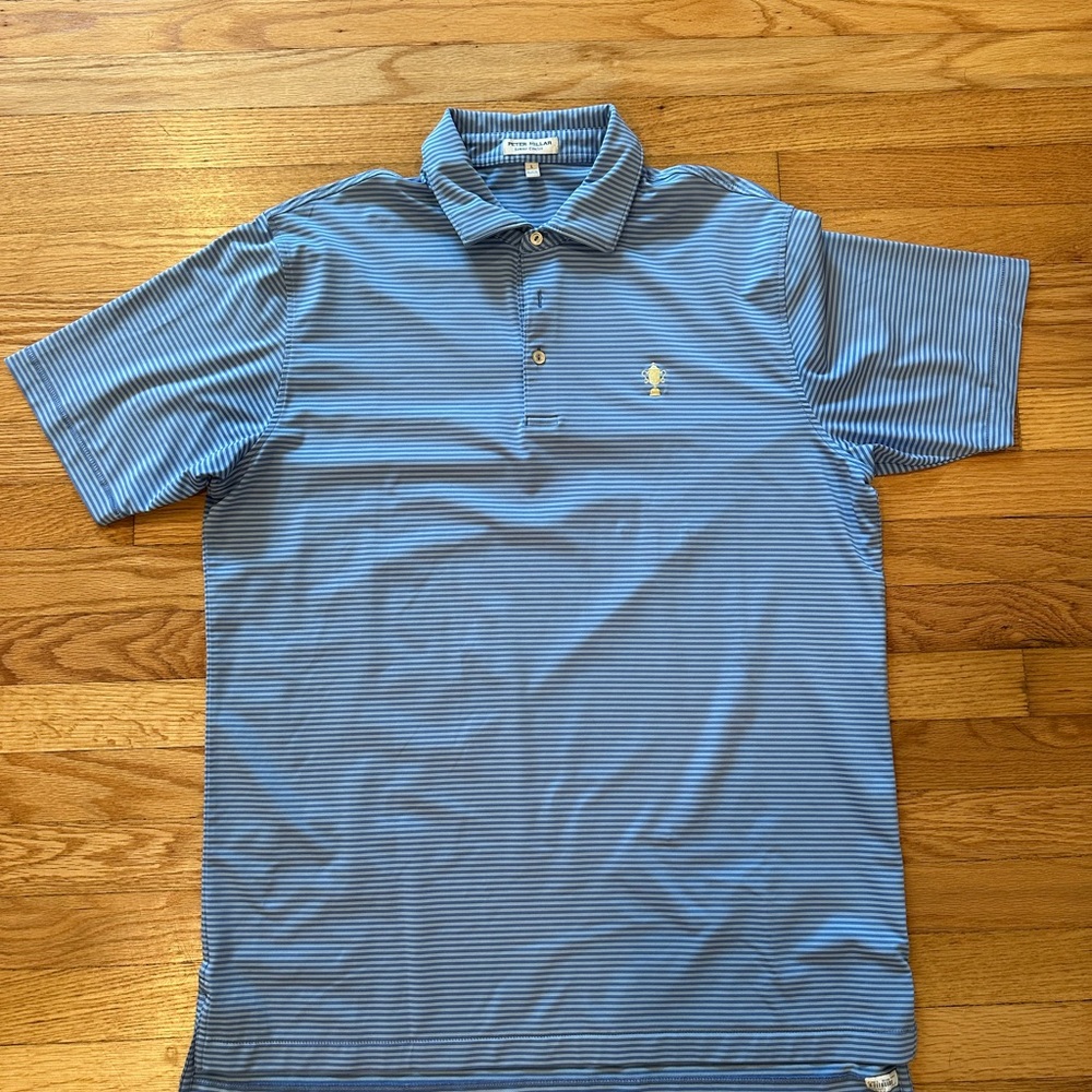 Peter Millar Men’s Blue Striped Polo Shirt (The Honors Course logo)